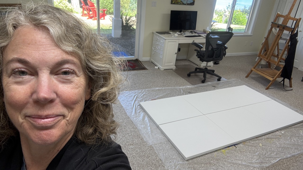 Sylvie with her 6 canvases